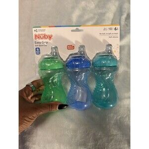 Nuby Easy Grip Soft Spout Sippy Cups 3-Pack BPA-Free New